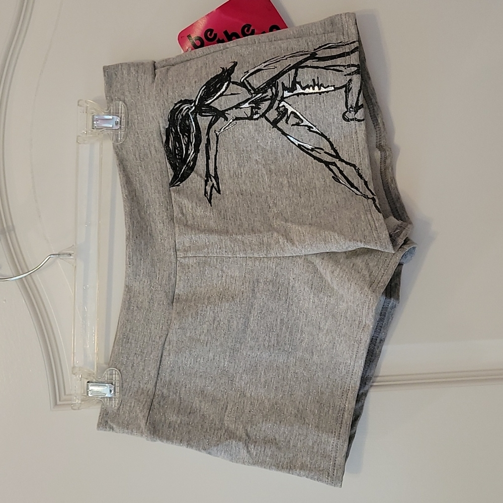 New with Tags MotionWear Gray Sparkle Shine Artistic Dancer Sketch Booty Shorts